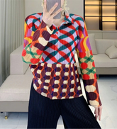 HEYFANCYSTYLE Luxury Women's Pleated Geometric Cardigan